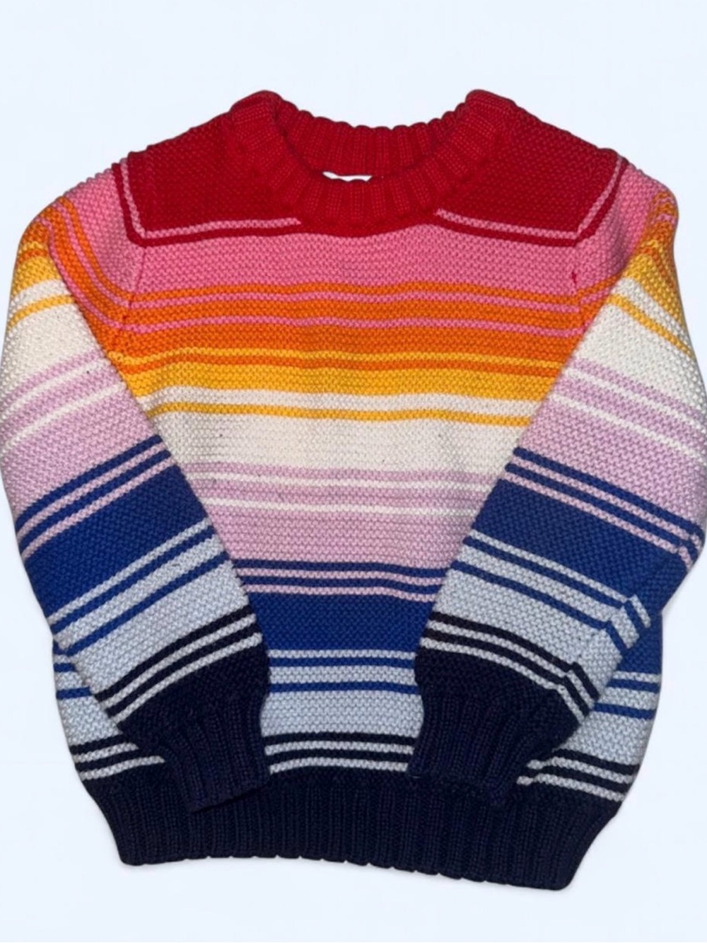 Striped Rainbow Knit Sweater - Red, Pink, Orange, Yellow, Blue